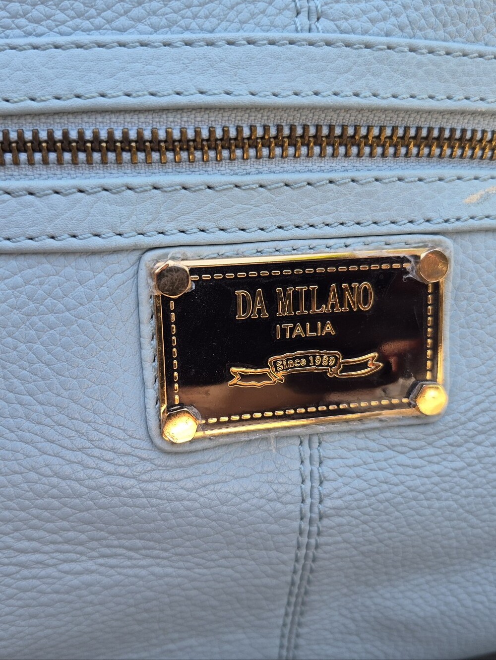 Da Milano Genuine Pebbled Leather Satchel Handbag - Picture 9 of 16
